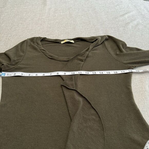Gemstone Sz‎ L Women Light Knit Olive Boho Lagenlook Ruffle Sweater USA - Picture 6 of 7